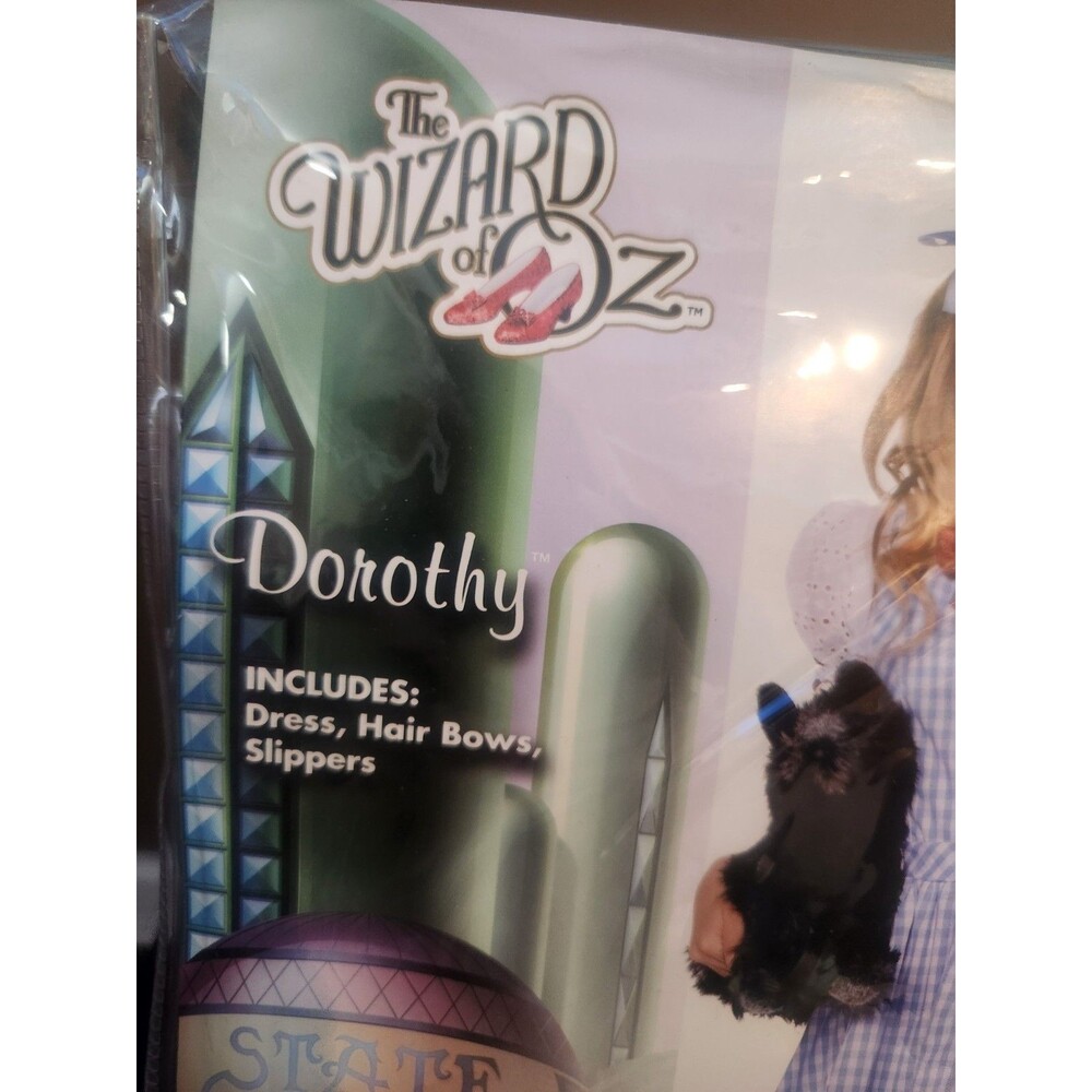 Wizard of Oz Dorothy Costume Child Girls Size 8/10 Dress Hair Bows Slippers NEW - Picture 2 of 4